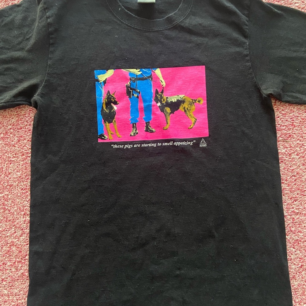 HUF Black Tee with Graphic Print